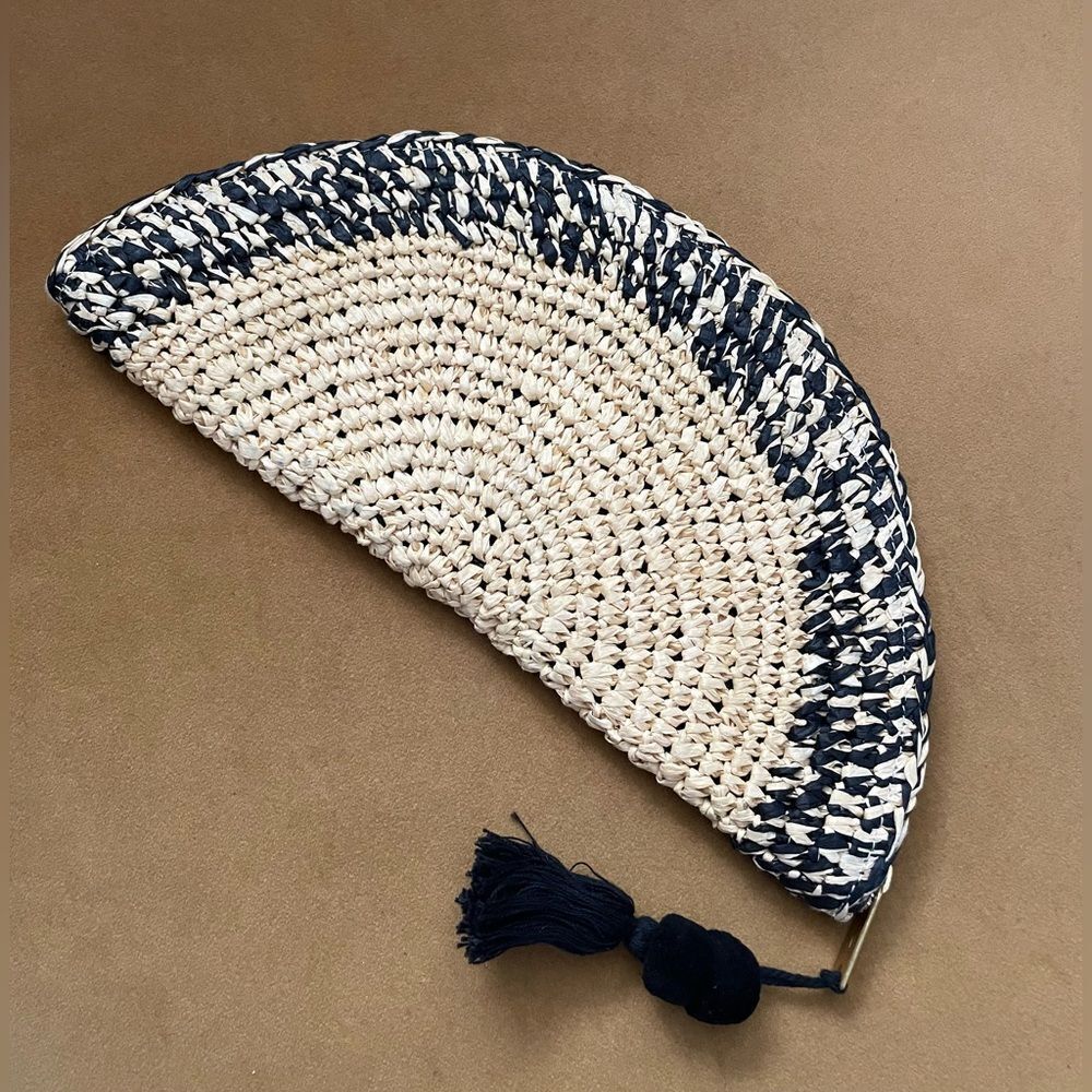 Sseko Half Moon Straw Clutch Handbag